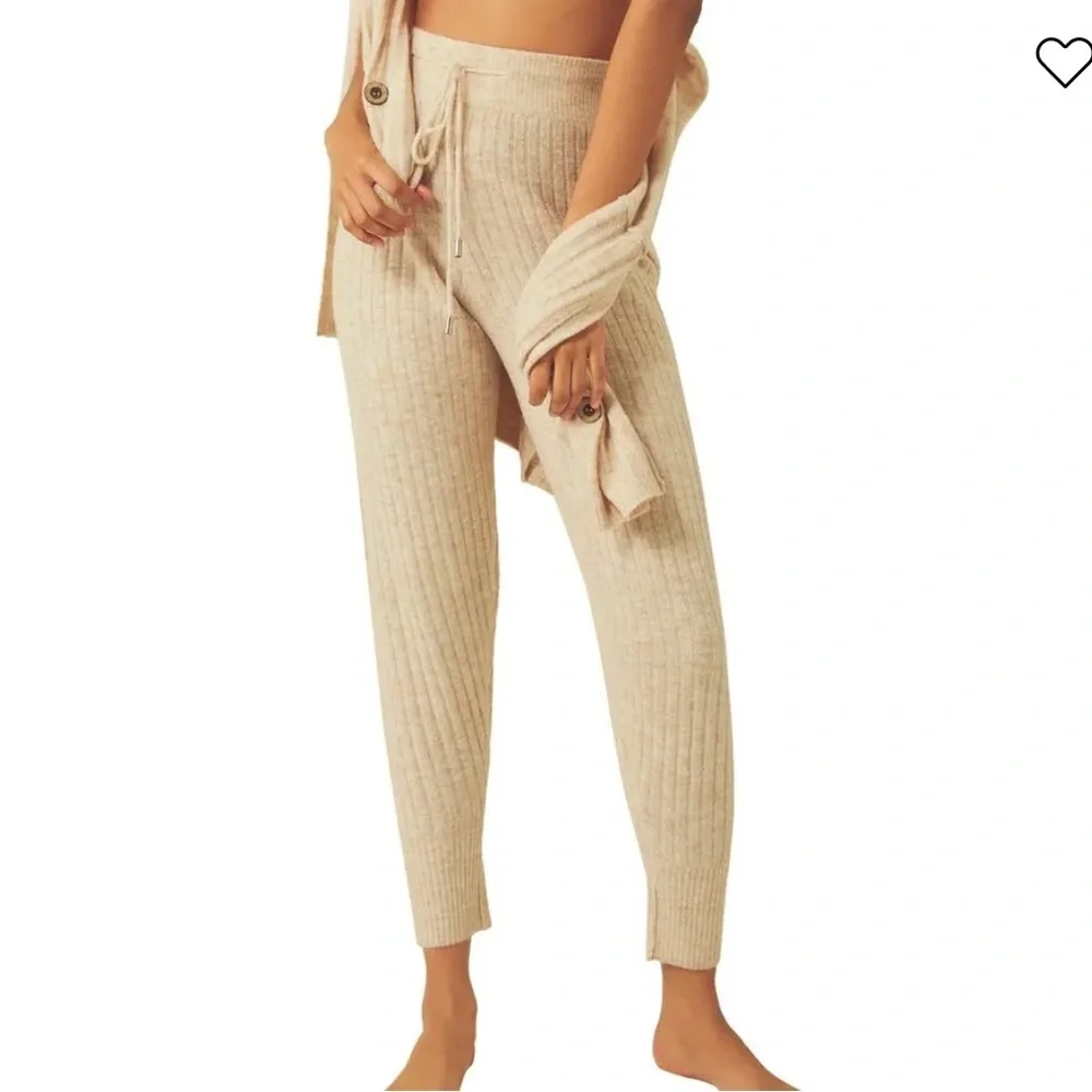 Free People Beach Around The Clock Ribbed Knit  Joggers Pants Sz M